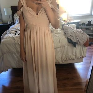 Off the shoulder blush maxi dress